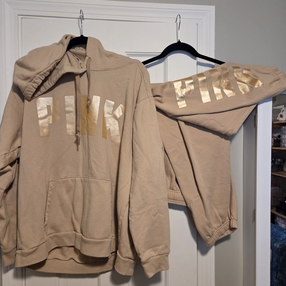 PINK Victoria's Secret Pants - PINK brand Hoodie and Pant Golden Tan Coord Set size XXL